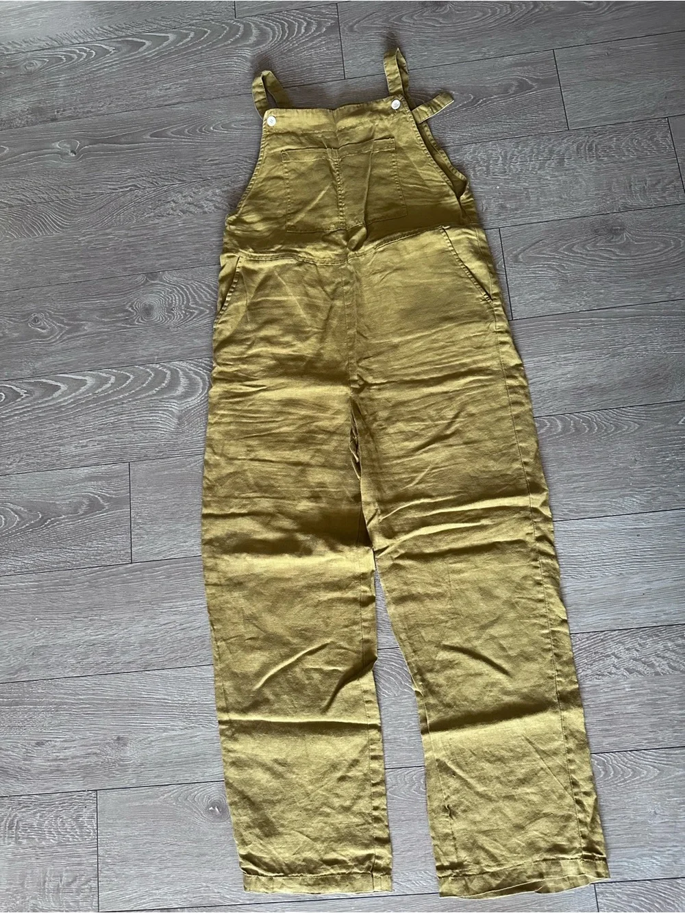 Minimalist Linen Jumpsuit Overalls Earthy Mustard